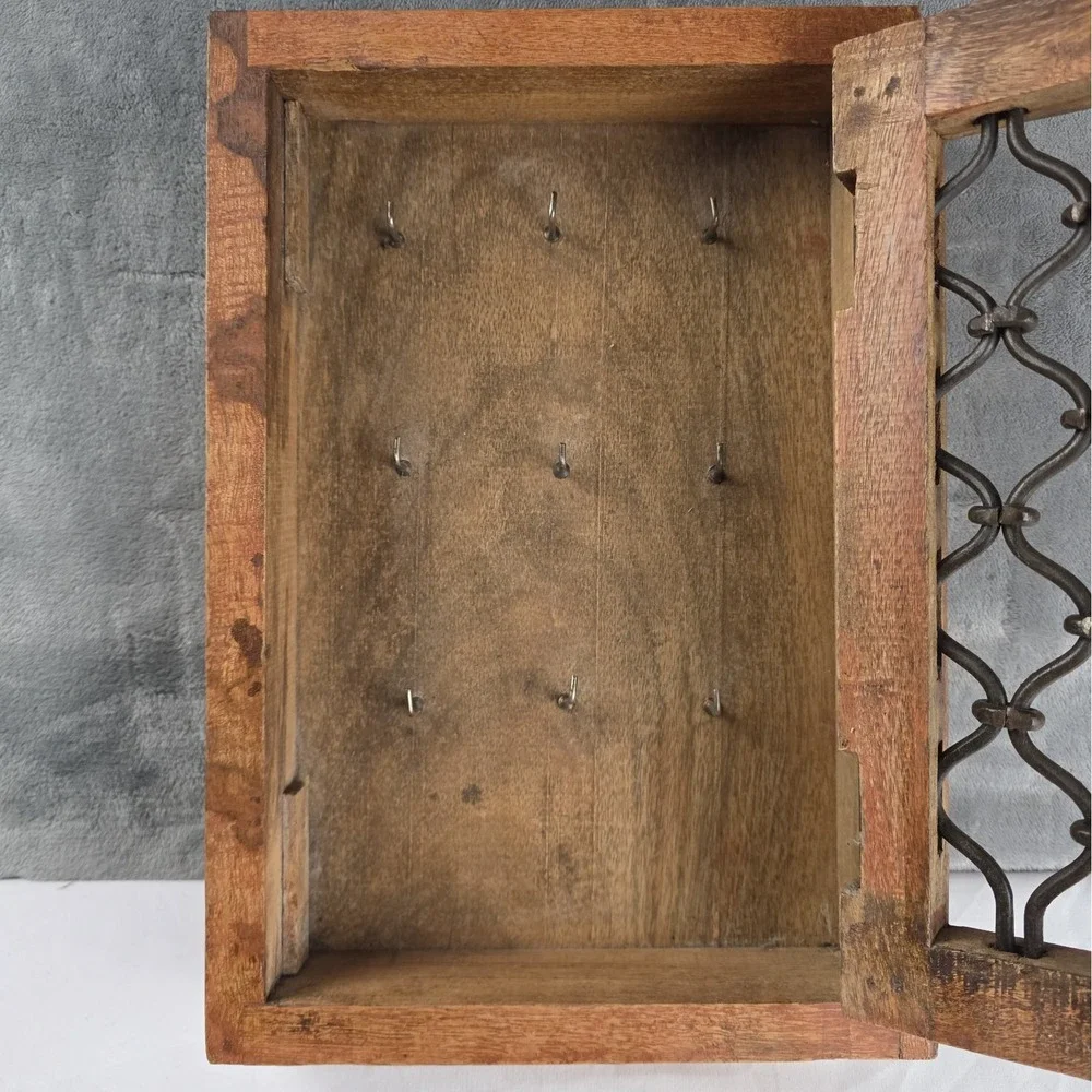 Vintage Wooden Wall Décor Key Hanging Cabinet Box Original Old Hand Crafted